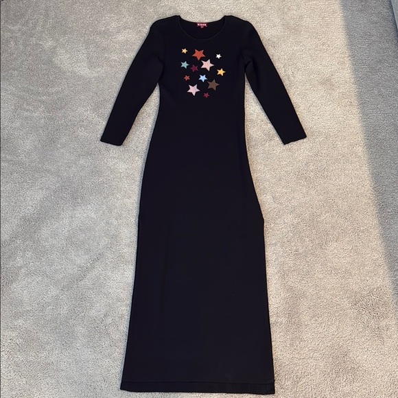 STAUD Aries Star Embroidered Maxi Dress | Long Sleeve | Size M | Black - Picture 2 of 12